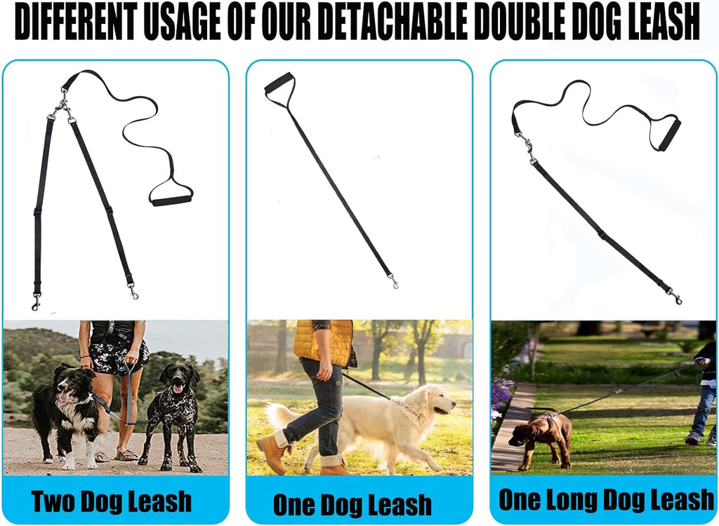 Double Dog Leash,Adjustable Dual Dog Leash,No Tangle Two Dog Leash,Multiple Dog Leash for 2 Dogs,Double Leash for Dogs,Leash Splitter for Large and Small Dogs,2 Dog Leash,Double Clip Dog Leash Coupler