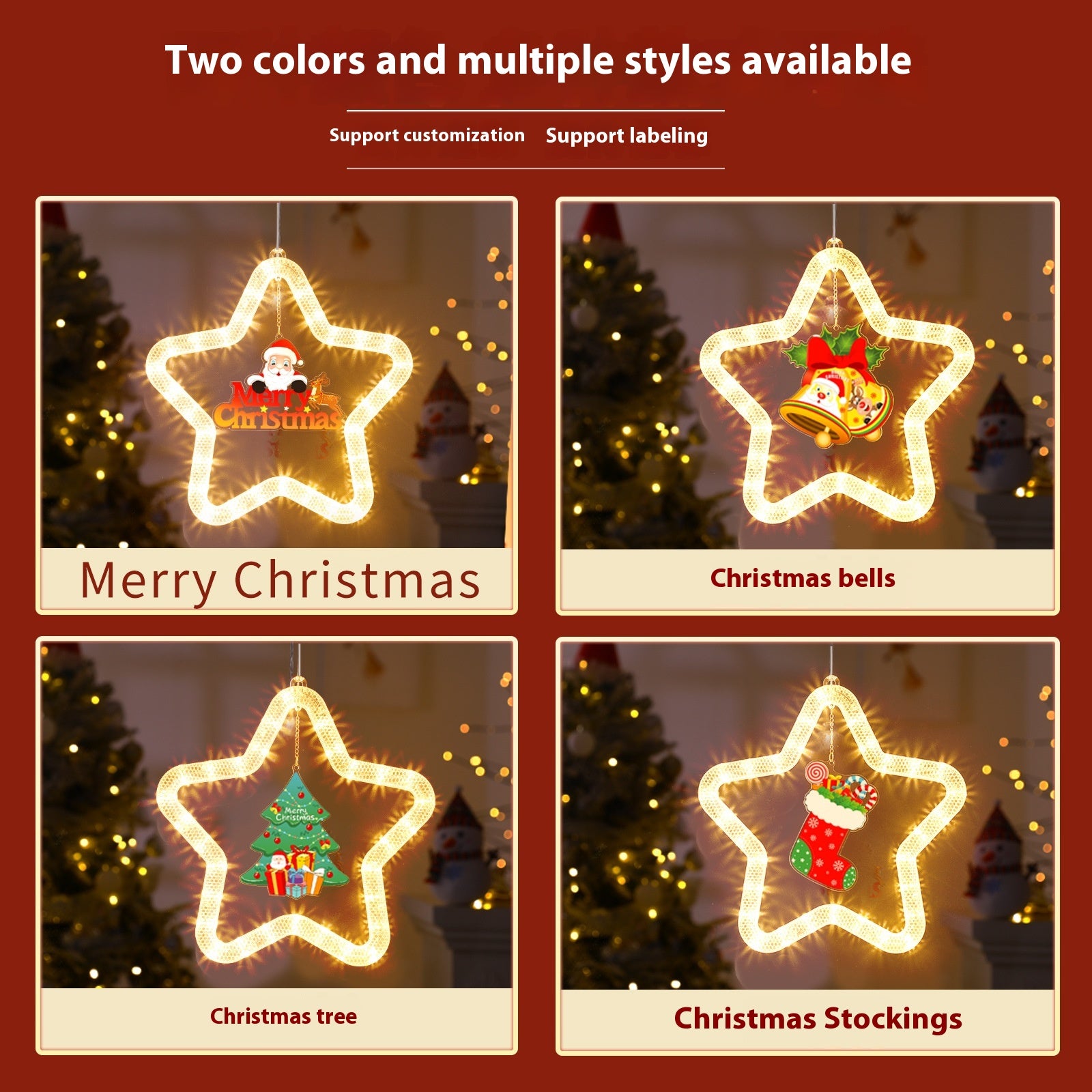 Christmas Pendant Decoration Christmas Atmosphere Led Lights Led Christmas Star Light Decoration for Window Door for Holiday