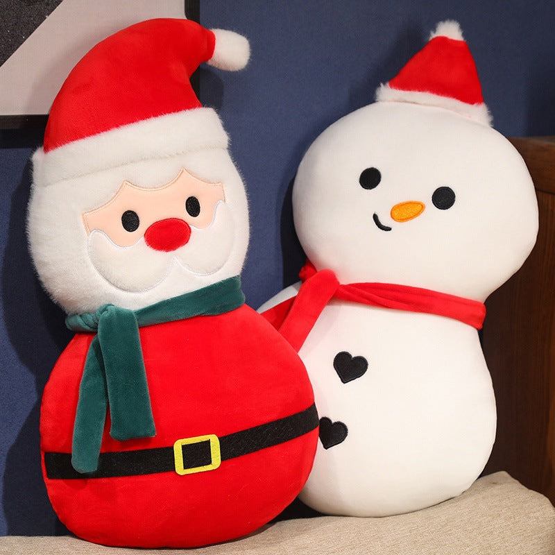 Cartoon Santa Claus and Snowman Plush Doll